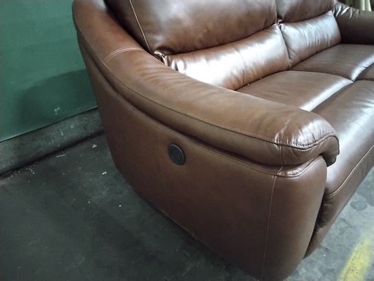 DESIGNER FRANCIS BUTTERSCOTCH LEATHER POWER RECLINING THREE SEATER SOFA 