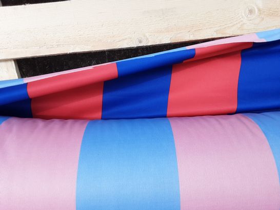 ROLL OF STRIPED RED/BLUE POLYESTER FOOTBALL SHIRT FABRIC- SIZE UNSPECIFIED 