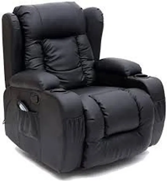 BOXED CAESAR BLACK FAUX LEATHER MANUAL RECLINING EASY CHAIR (2 BOXES) RRP £399.99