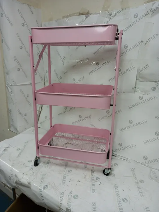 PINK 3 TIER WHEELED TRAYS