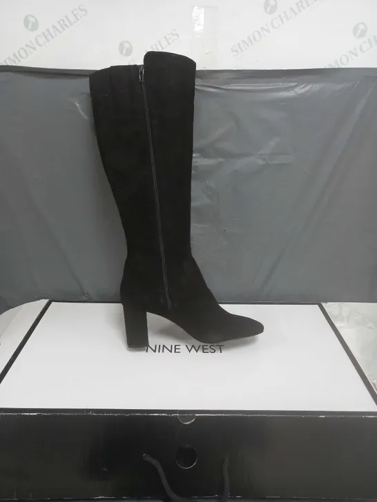 PAIR OF NINE WEST HIGH HEEL KNEE BOOTS IN BLACK - SIZE 9 WOMENS