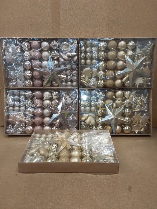 5 X BOXED 60PC BAUBLE PACKS - COLOURS VARY 