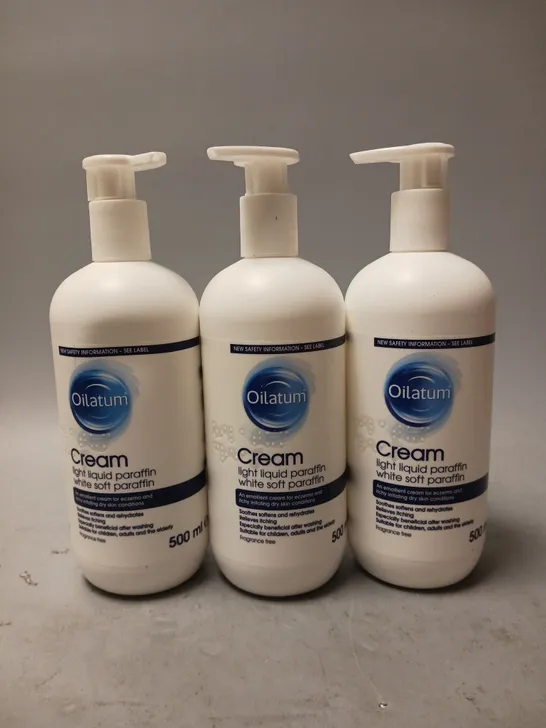 OILATUM LOT OF 3 CREAM LIGHT LIQUID PARRAFIN 500ML EACH