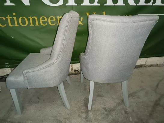 PAIR OF GREY FABRIC UPHOLSTERED DINING CHAIRS 