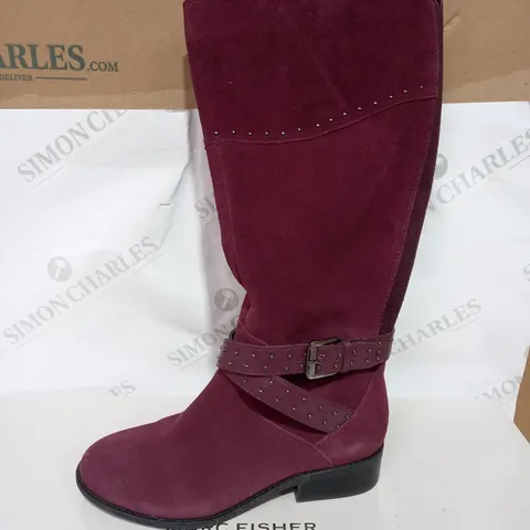 MARC FISHER BURGUNDY SUEDE HIGH RISE BOOTS - SIZE 6