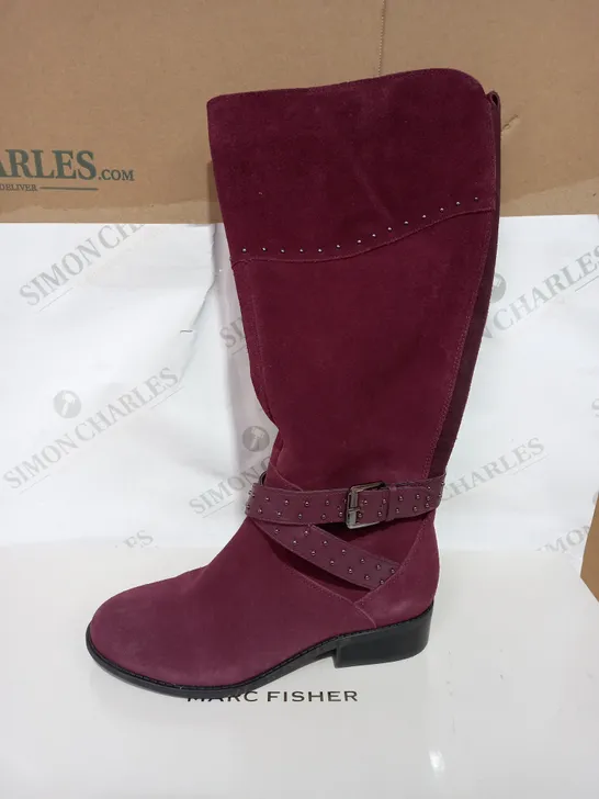 MARC FISHER BURGUNDY SUEDE HIGH RISE BOOTS - SIZE 6