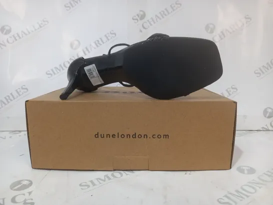 BOXED PAIR OF DUNE LONDON OPEN TOE STRAPPY SANDALS IN BLACK SIZE 7