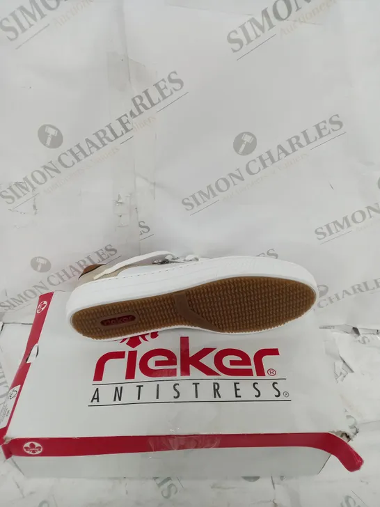 RIEKER SIDE ZIP TRAINER IN WHITE SIZE 6 