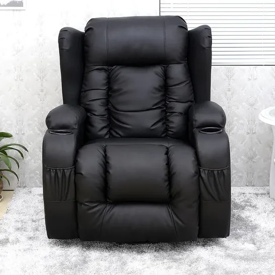 BOXED ELECTRIC RECLINING BLACK LEATHER ARMCHAIR (2 BOXES)