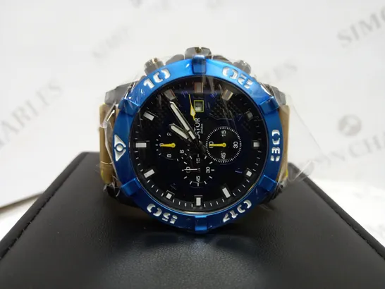 LATOR CALIBRE BLUE & YELLOW DIAL LEATHER STRAP WATCH RRP £635