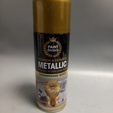 BOXED LOT OF 24 PAINT FACTORY INTERIOR & EXTERIOR METALLIC SPRAY PAINT SHIMMERING GOLD 200ML