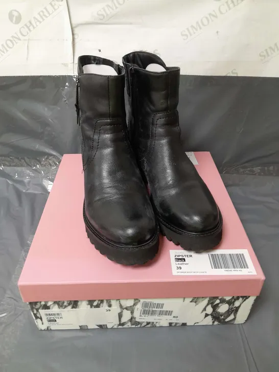 MODA IN PELLE LEATHER BOOTS BLACK SIZE 6