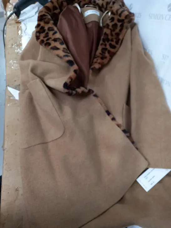 HELENE BERMAN LONDON EDGE COLAR COAT IN CAMEL - SIZE 12