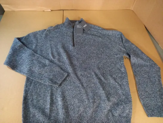 M&S PURE NEW WOOL 1/4 ZIP JUMPER - L