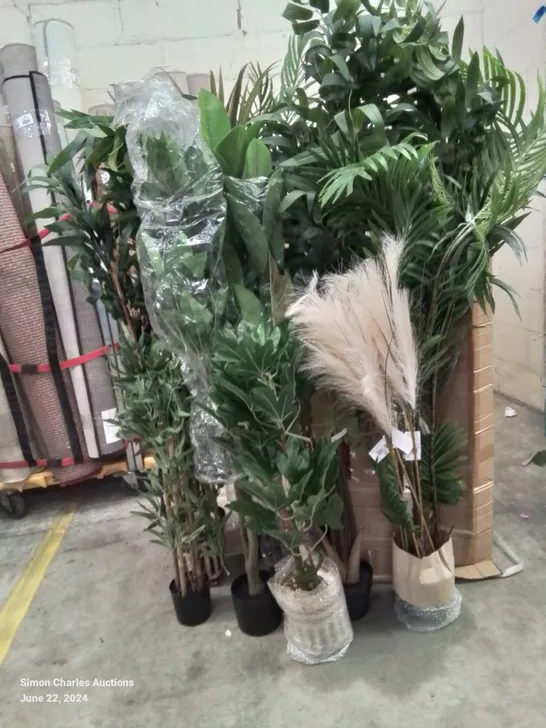 APPROXIMATELY 10 NEW FAUX FLOWERS AND SHRUBS