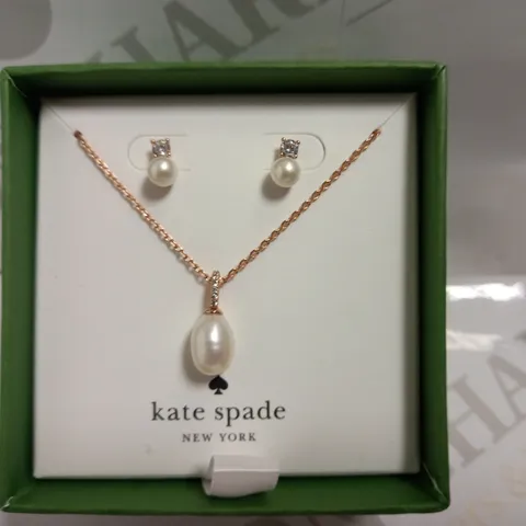 KATE SPADE NEW YORK CREAM/ROSE GOLD EFFECT STUD EARRING AND NECKLACE SET