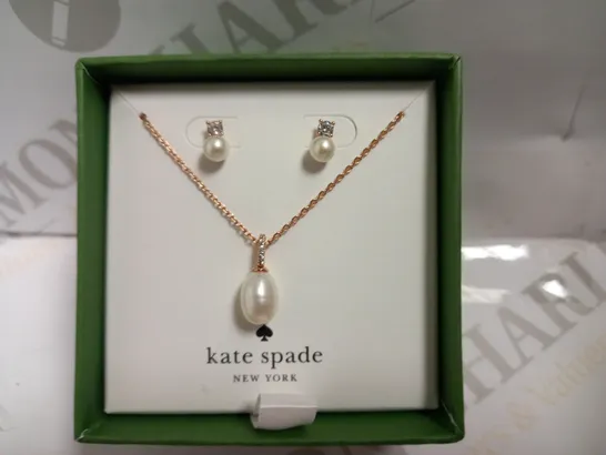 KATE SPADE NEW YORK CREAM/ROSE GOLD EFFECT STUD EARRING AND NECKLACE SET