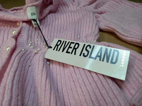 RIVER ISLAND BABY PINK/PEARL DETAILED CARDIGAN - SIZE 10