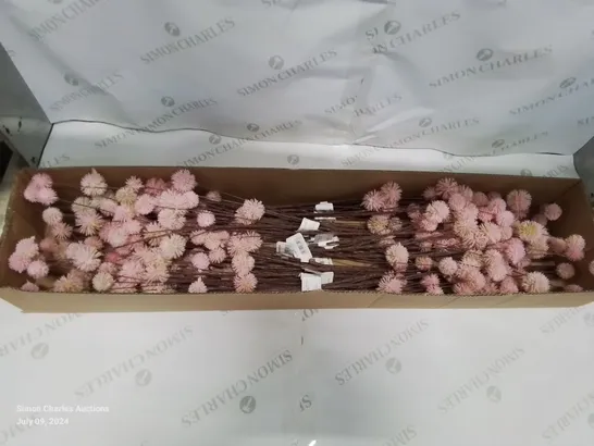 PALLET CONTAINING APPROXIMATELY 60 BOXES OF FAUX PINK POM POM STEMS