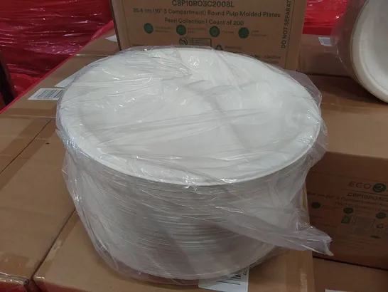 PALLET OF APPROXIMATELY 48 BOXES OF 200x 25.4CM (10" 3 COMPARTMENT) ROUND PULP MOLDED PLATES 