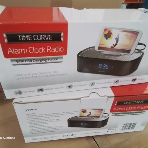 CASE OF APPROXIMATELY 15 SOUND CURVE ALARM CLOCK RADIO SPEAKER SYSTEMS