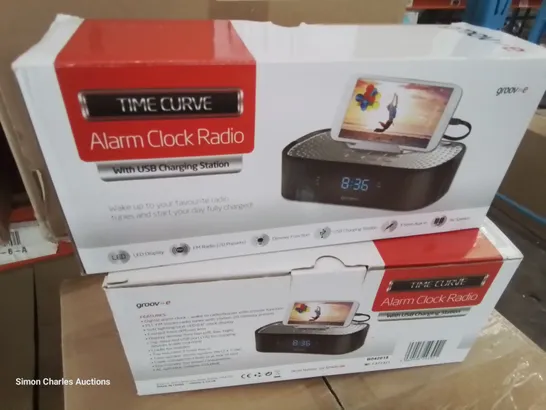 CASE OF APPROXIMATELY 15 SOUND CURVE ALARM CLOCK RADIO SPEAKER SYSTEMS