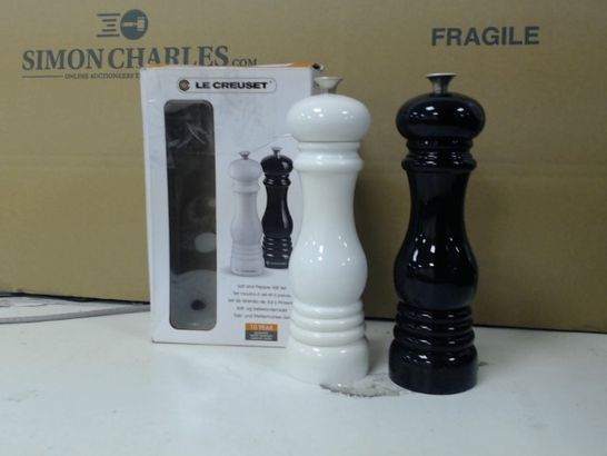 LE CREUSET CLASSIC ADJUSTABLE SALT & PEPPER MILL SET, CHIP-RESISTANT ABS PLASTIC, ANTI-CORROSION, 40G, BLACK AND WHITE