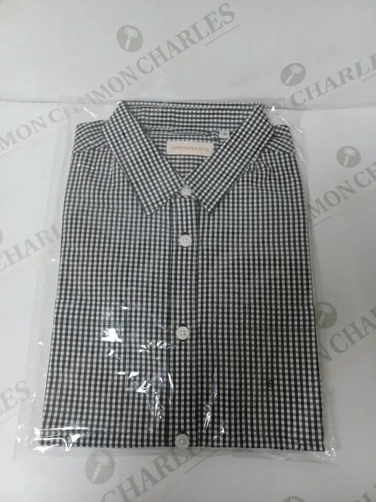 SEALED SET OF 6 BRAND NEW CORPORATIVE STYLE BLACK CHECK WOMENS SHIRT - SMALL