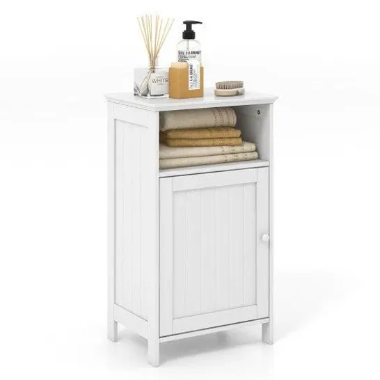 BOXED COSTWAY WHITE BATHROOM FREESTANDING ADJUSTABLE SHELF FLOOR STORAGE CABINET