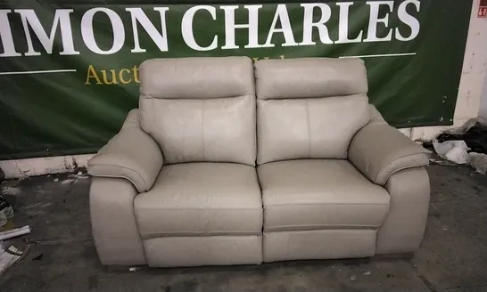 QUALITY DESIGNER CREAM LEATHER ELECTRIC RECLINER 2 SEATER SOFA