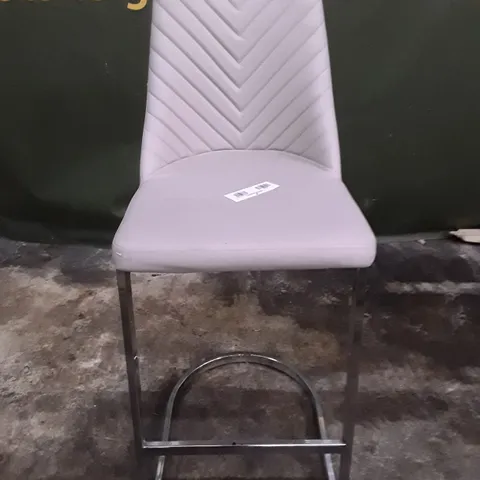 LIGHT GREY LEATHER DINING CHAIR