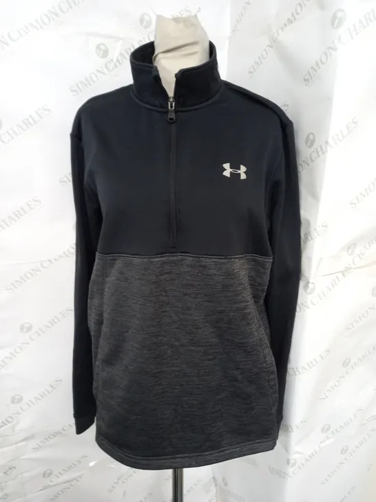 UNDER ARMOUR 1/4 THIN FLEECE IN BLACK/GREY SIZE L