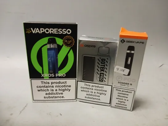 APPROXIMATELY 20 VAPES & E-CIGARETTES TO INCLUDE VAPORESSO XROS PRO, ASPIRE GOTEK PRO, GEEKVAPE QPOD SONDER Q, ETC