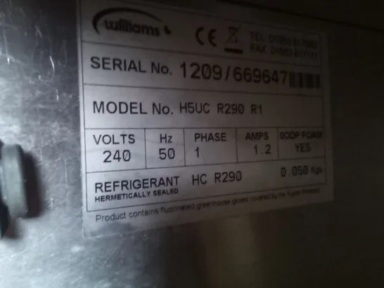 WILLIAMS H5UC R290 R1 UNDER COUNTER FRIDGE