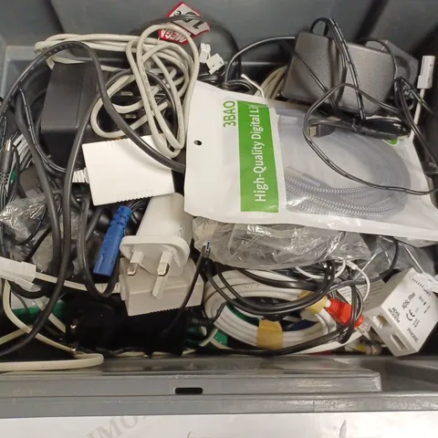 BOX OF APPROX 10 ASSORTED POWER CABLES FOR VARIOUS ITEMS