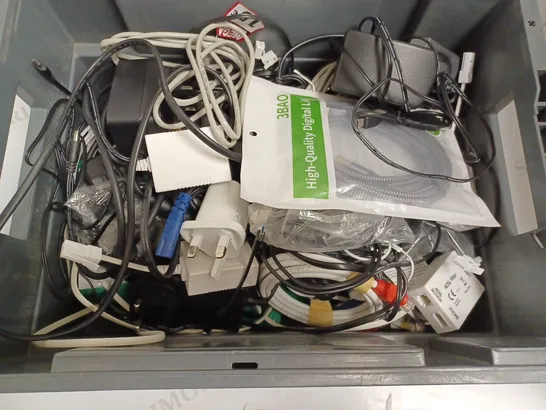 BOX OF APPROX 10 ASSORTED POWER CABLES FOR VARIOUS ITEMS