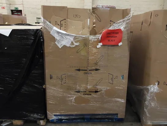 PALLET OF ASSORTED ITEMS INCLUDING: SEASONED SKILLET GRILL, FLOOR MOP, BATHROOM CABINET, CRIPS, TOILET SEAT