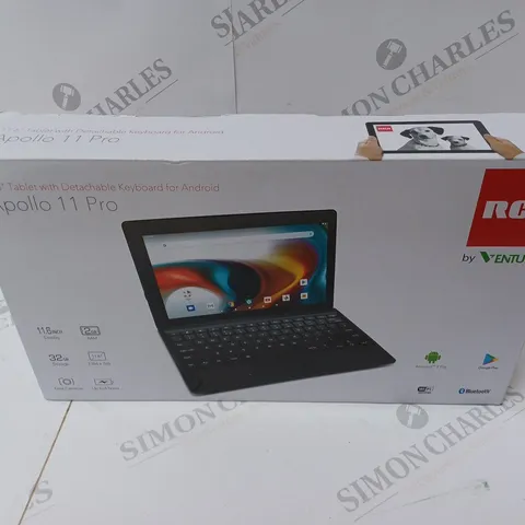 BRAND NEW BOXED VENTURER APOLLO 11 PRO 11.6” TABLET WITH DETACHABLE KEYBOARD- 32 GB, BLACK