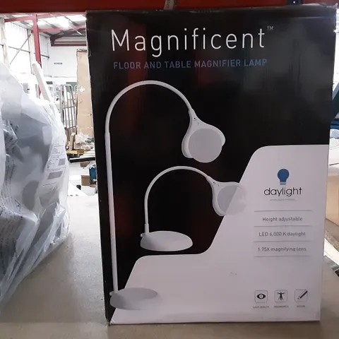 BOXED MAGNIFICENT  FLOOR AND TABLE MAGNIFIER LAMP 1.75X MAGNIFYING LENS 