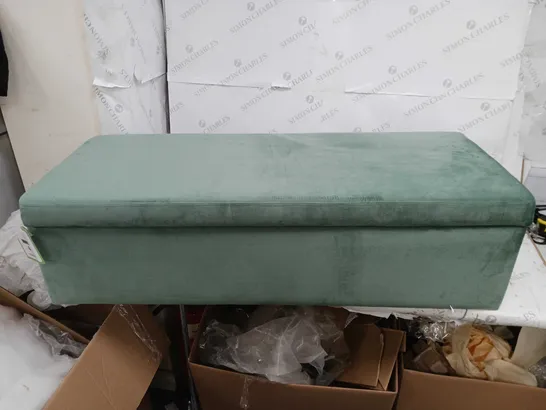 ALISON CORK VELVET STORAGE OTTOMAN - SAGE GREEN 