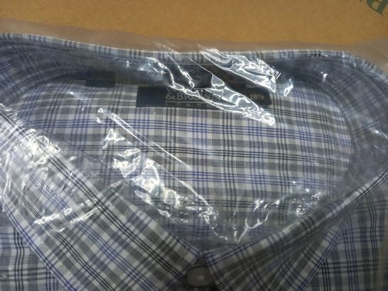 PACKAGED M&S GREY/BLUE CHECKED SHIRT - NECK SIZE 19.5"