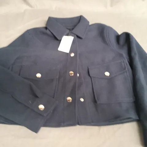 STRADIVARIUS NAVY BUTTON FRONT SHIRT - S