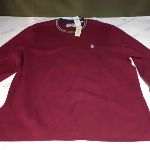 PENGUIN EMBROIDED LOGO CREWNECK SWEATER IN BROWN/RED - XXL