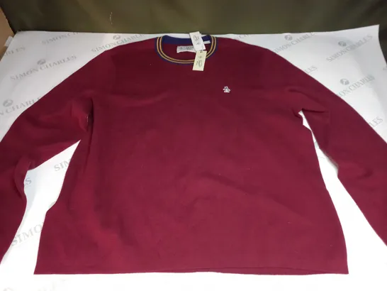 PENGUIN EMBROIDED LOGO CREWNECK SWEATER IN BROWN/RED - XXL