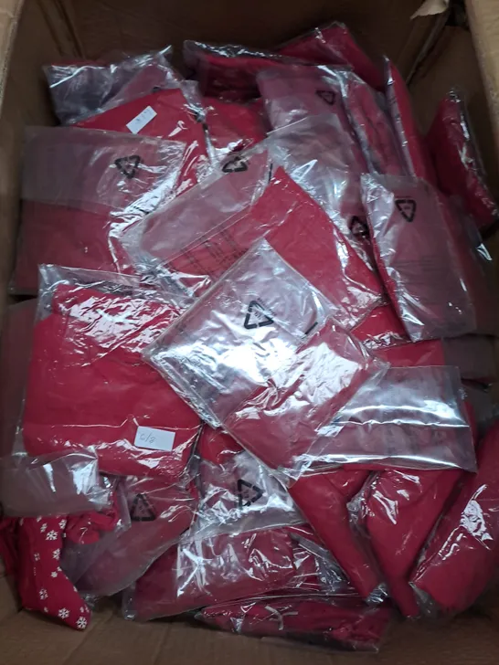 BOX OF APPROX 25 ASSORTED PJS SET IN RED SNOWFLAKE  SIZES VARY