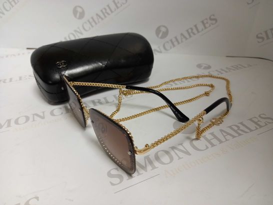 CHANEL STYLE SUNGLASSES WITH CLIP ON NECK CHAIN