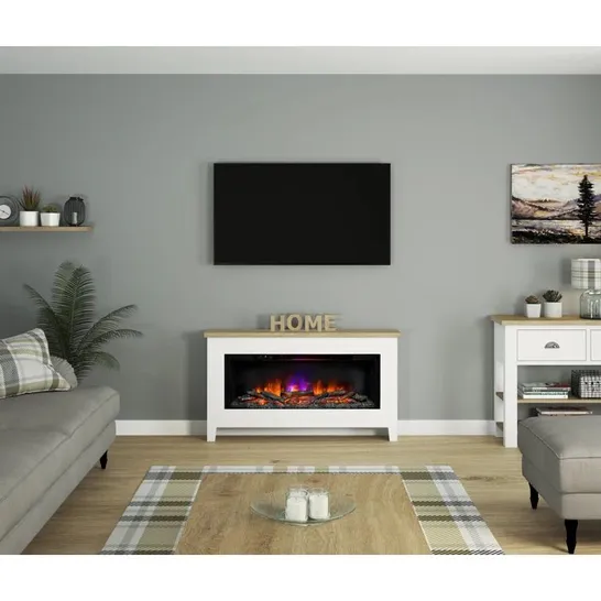 BOXED 50" ASH WHITE CHALETOAK POULTON ELECTRIC FIREPLACE (1 BOX)