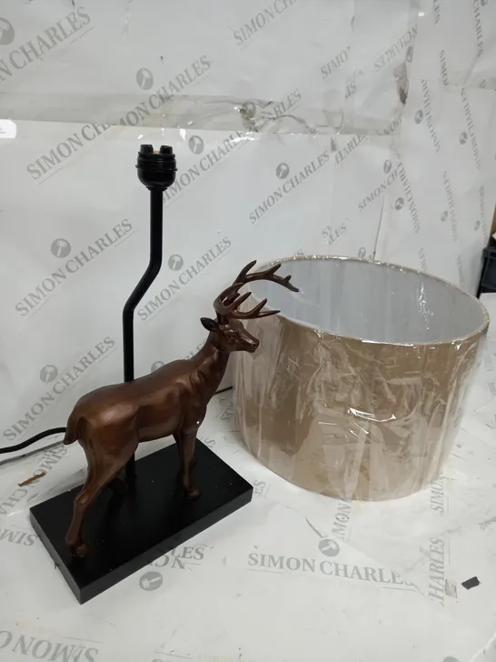 BOXED ALISON CORK ANIMAL TABLE LAMP - BRASS STAG