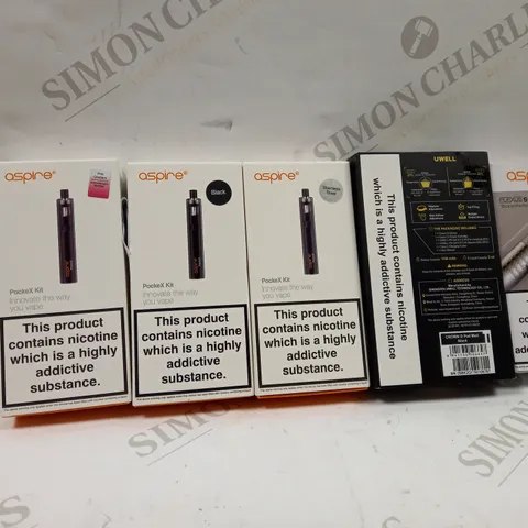 BOX OF ASSORTED ELECTRONIC CIGARETTES TO INCLUDE ASPIRE ETC