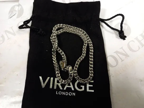 VIRAGE LONDON SILVER EFFECT CHAIN LINK NECKLACE WITH 'V' CHARM